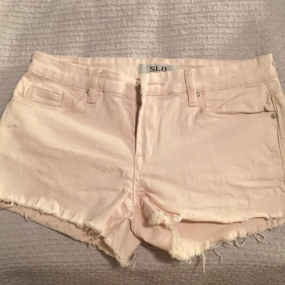 SL8 blush distressed jean shorts